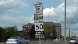 Community safety zone speed limit sign